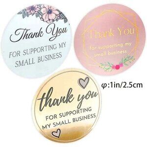 500 Stickers Multicolor Floral Thank You for Supporting my Small Business 1"